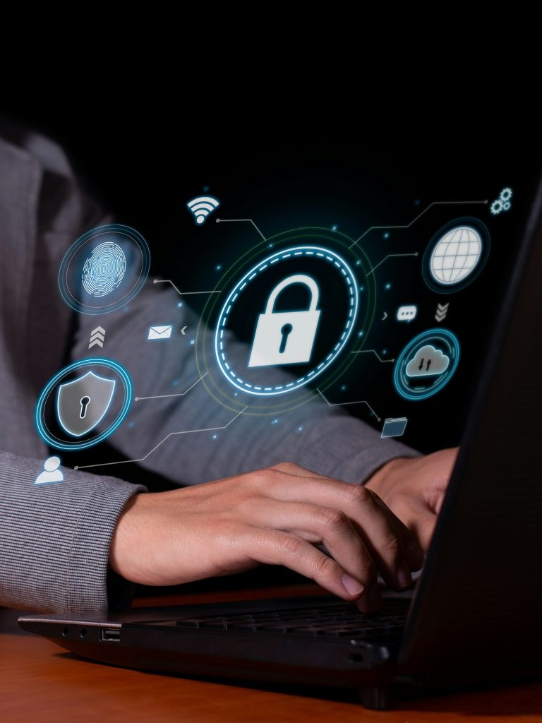 Vertical image of Advanced Cybersecurity: Encryption and Digital Data Protection,Cloud Protection.